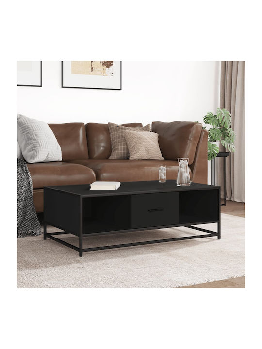 Rectangular Central Coffee Table Wooden Black M100xW57xH35cm