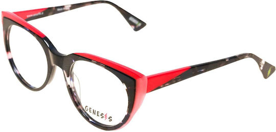 Genesis Weiblich Kunststoff Brillenrahmen Katzenauge Schwarz GV1597 01-09