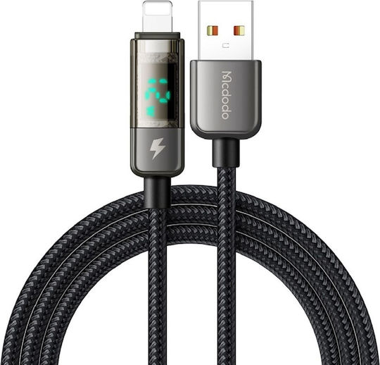 Mcdodo Cable Usb To Lightning Display Auto Power Off Fast Charging 1.2m Black