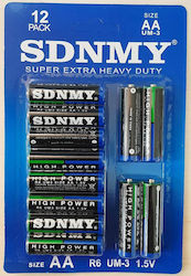Sdnmy Super Extra Heavy Duty Zink-Batterie Zink AA 1.5V 12Stück