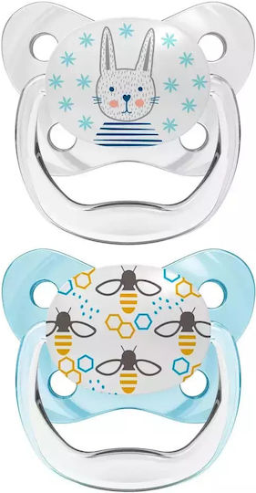 Dr. Brown's Prevent Orthodontic Pacifiers Silicone Transparent-Light Blue for 0-6 months 2pcs