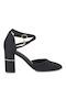 Satin Pumps mit Hochem Absatz Schwarz