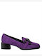 Leather Women's Loafers in Purple Color