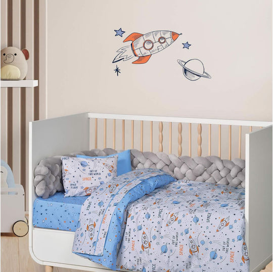 Das Home Σετ Βρεφικά Σεντόνια Κούνιας Βαμβακερά Blue, Grey, Orange 130x170εκ. 3τμχ