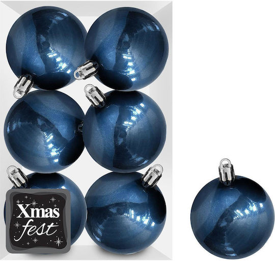 Hängendes Kugel Ornament Ornament Blau 6cm Set 6Stück