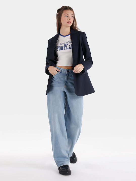 Damen Stoffhose in Regulärer Passform Blau
