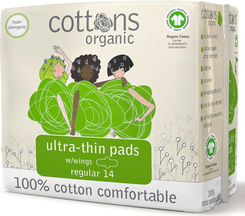 Cottons Organic Regular Hygienepads mit Flügeln 14Stück