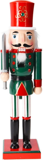 Weihnachts-Nussknacker aus Hölzernes Soldat mit grüner Jacke und goldenem Schwert Höhe 36cm.