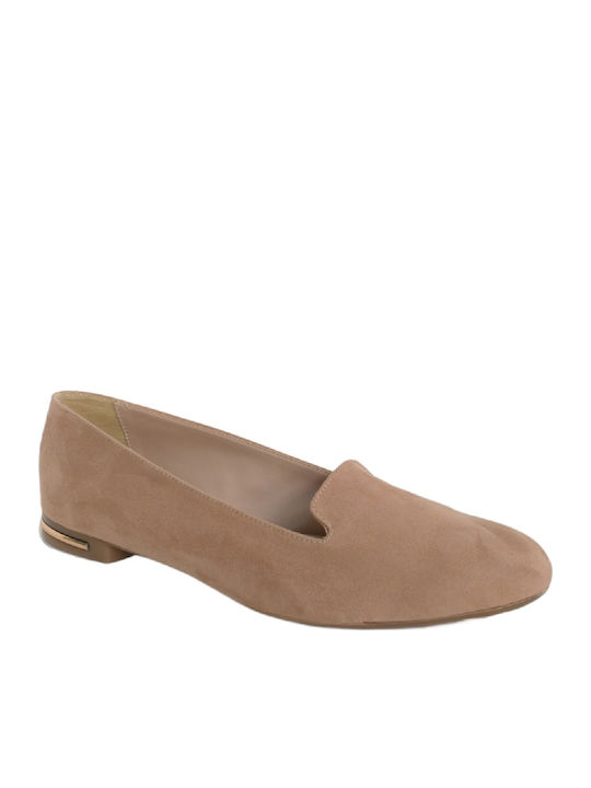 Wildleder Damen Ballerinas in Gold Farbe
