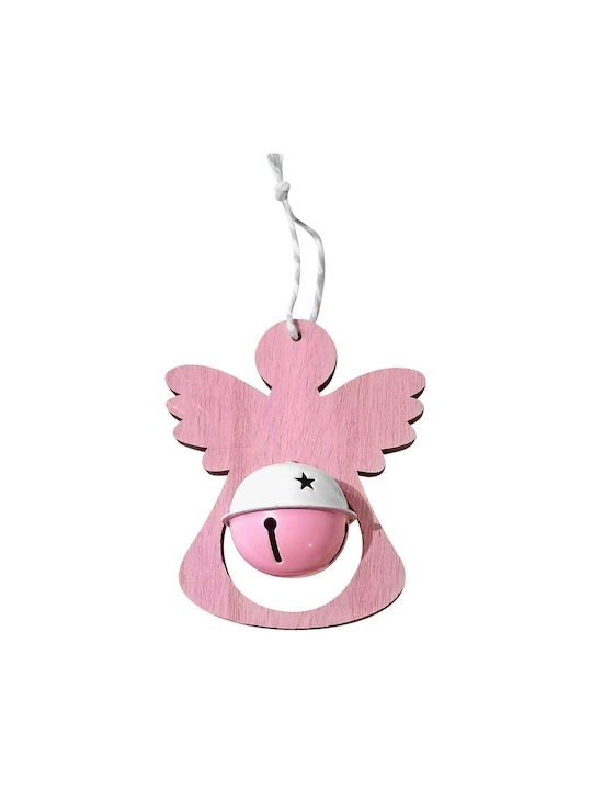 Ornament suspendat Ingeras Din lemn Roz 8x10buc