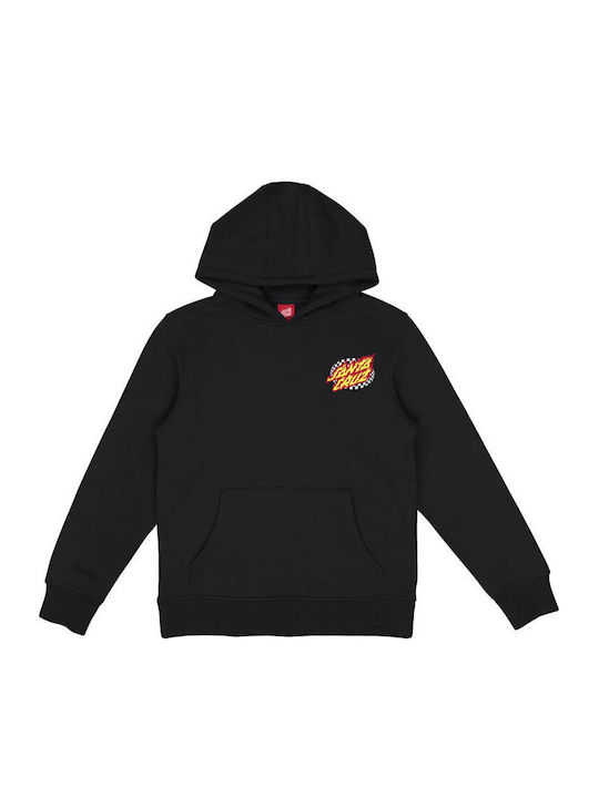 Fleece Παιδικό Φούτερ με Κουκούλα και Τσέπες Black