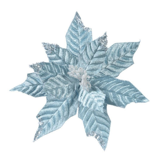 Crăciun Poinsettia Catifea Albastră 10x34cm 306.035.0022.21