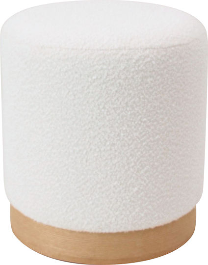 Taburet de Living Tapițat cu Material Bouclé Kentuck Alb 38x38x40 cm