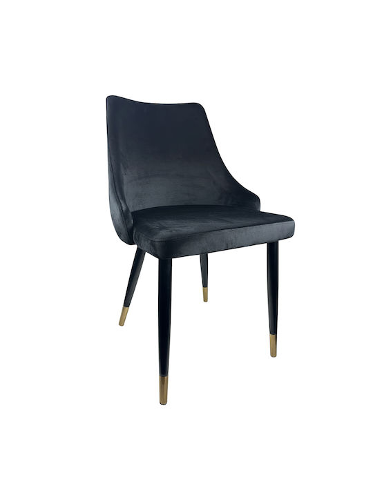 Queens Stühle Speisesaal Black Velvet-Black Met...