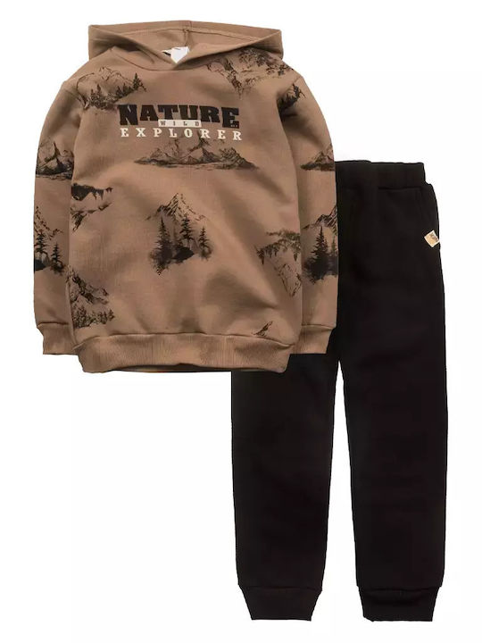 Nek Kids Wear Kids Sweatpants Set Brown 2pcs