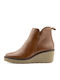 Leather Women's Ankle Boots Platform Brown