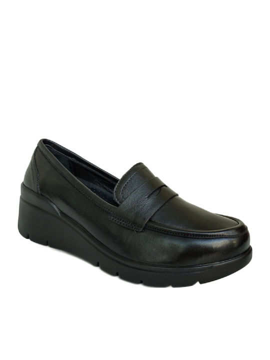Δερμάτινα Γυναικεία Loafers σε Μαύρο Χρώμα