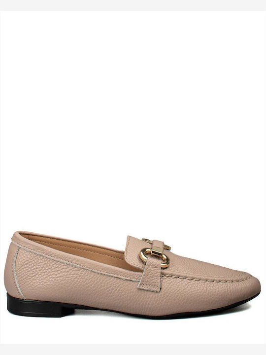 Sante Leather Women's Loafers in Beige Color