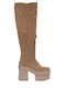 Suede High Heel Women's Boots New Heights Platform Xtra Brown