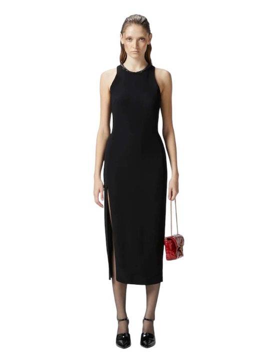 Pinko Midi Dress with Slit Black