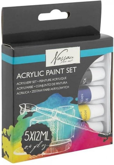 Nassau Fine Art Σετ Ακρυλικά Χρώματα Ζωγραφικής 12ml 5τμχ