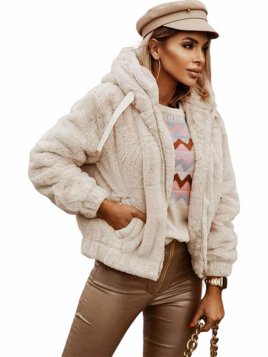 Woman's Fashion Women's Short Fur Ecru