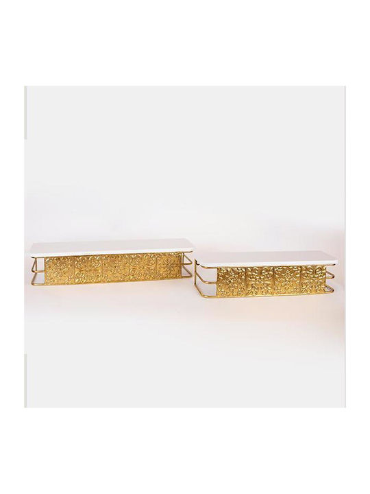 Wall Shelves White Gold 2 Pieces 60x15.5x11.5 cm