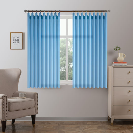 My Home Luxury Vorhänge mit Bleistiftfalten Hellblau 200x145cm