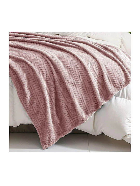 My Home Luxury Κουβέρτα Fleece Υπέρδιπλη 220x240εκ. Ροζ BL220-10