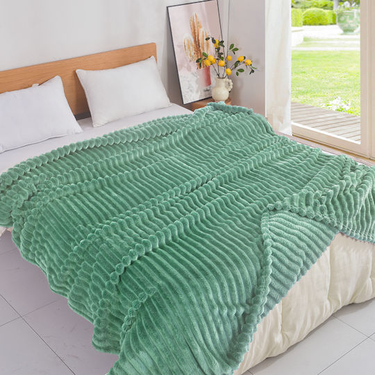 My Home Luxury Κουβέρτα Fleece Μονή 160x220εκ. Πράσινο MRS-03