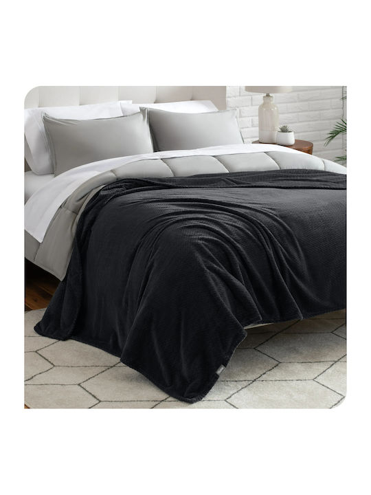 My Home Luxury Κουβέρτα Fleece Υπέρδιπλη 220x240εκ. Μαύρη