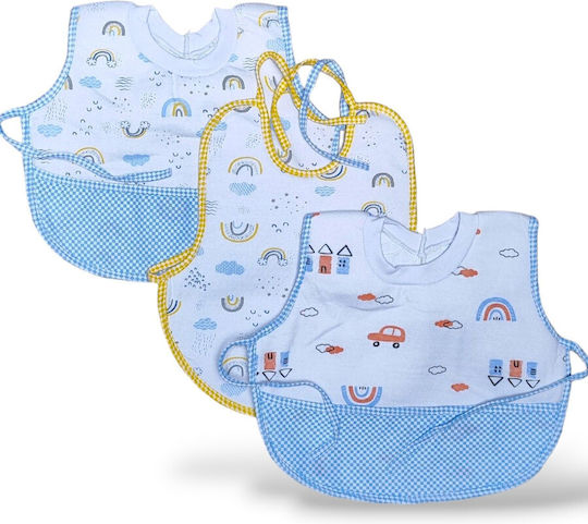 Three Bibs Turquoise Yellow Rainbows One Turquoise Cars Waterproof Back Acc-2312