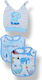 Set of Two Stain-Resistant Bibs Sea Blue Dinosaurs Bunnies Plus One Striped Dinosaur Hat Acc-2322