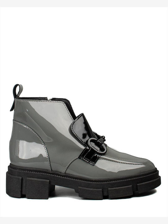 Leather Women's Ankle Boots Gray