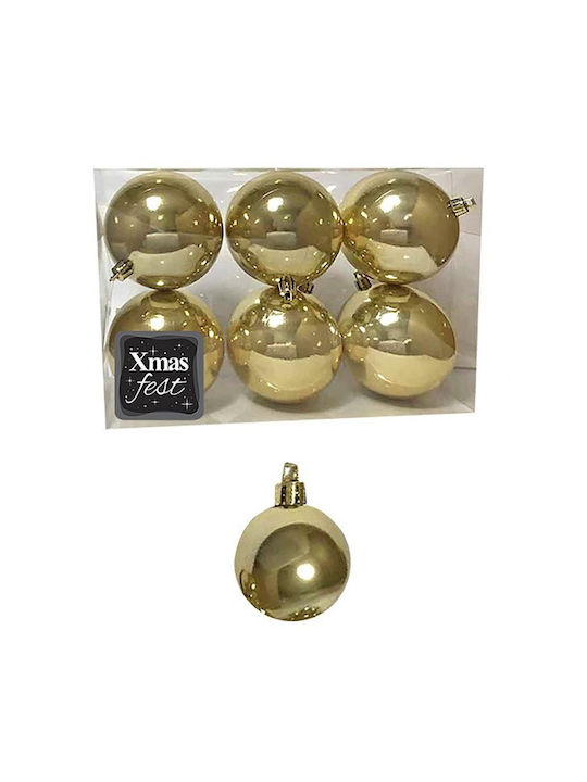 Hanging Ball Ornament Ornament Gold 10cm Set 6pcs