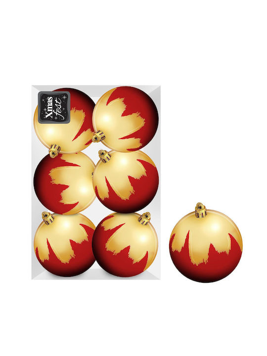 Hängendes Kugel Ornament Ornament Rot 8cm Set 6Stück