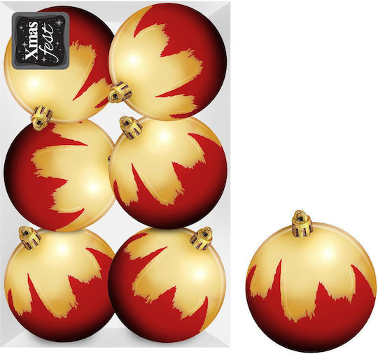 Hanging Ball Ornament Ornament Red 8cm Set 6pcs
