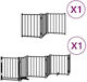 Dog Gate Foldable 9 Panels 450cm Poplar Wood Black 50 X 60 X 2 Cm