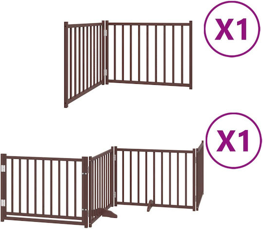 Dog Gate Divider Folding 6 Panels 480cm Poplar Wood Brown 80 X 60 X 2 Cm