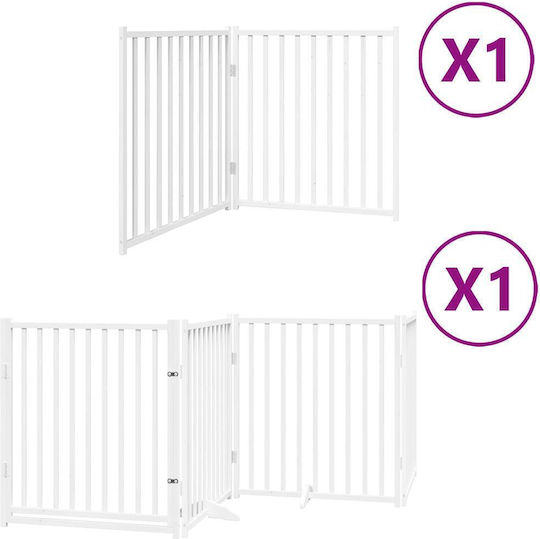 Faltbares Hundegitter 6 Paneele 480cm Pappelholz Weiß 80 X 90 X 2 Cm