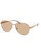 Michael Kors Biarritz Unisex Sonnenbrille mit Rose Gold Metall Gestell und Rosa Linse