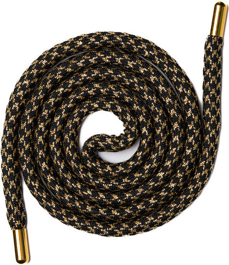 Κορδόνι 1.60μ Κορδόνι 3006 34 12 5 1,2cm Μαύρο Χρυσό + Τελείωμα Στρογγυλό Χρυσό 24*10mm