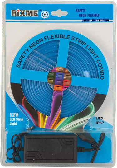 Rixme Waterproof LED Strip 220V Blue Light 5m Neon Flex with Power Supply