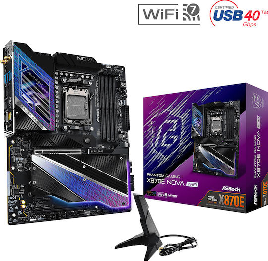 ASRock PHANTOM GAMING X870E Nova WiFi Motherboard ATX με AMD AM5 Socket 90-MXBPX0-A0UAYZ