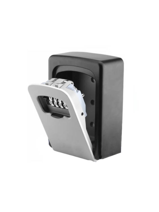Wadfow Wall-Mounted Combination Key Holder Metallic with Combination Dial 5 Hooks 12x8.5x4cm