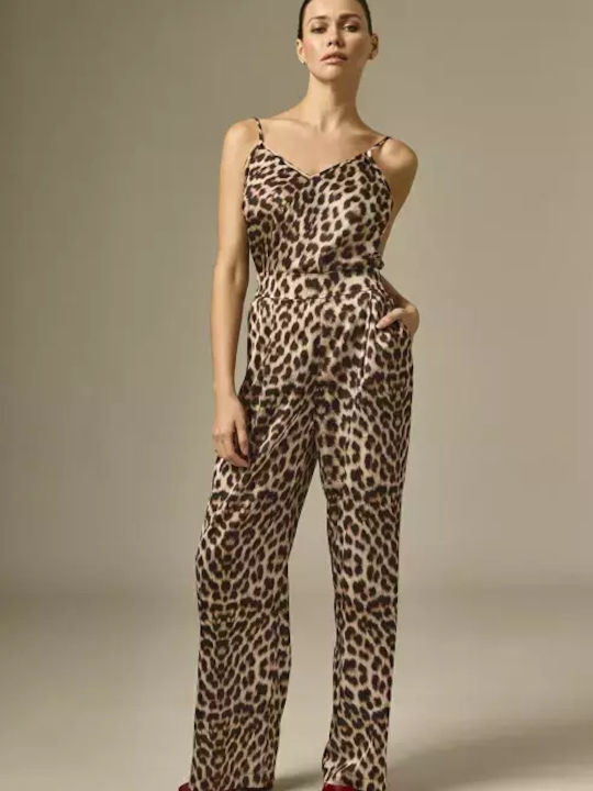Desiree Damen Hoch tailliert Stoff Hose mit Gummizug Leopard Animal Print