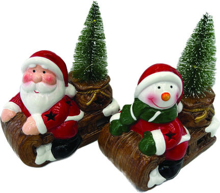 AGC Illuminated Christmas Ceramic Figure 2pcs