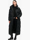 Lang Damen Puffer Jacke für Winter Black