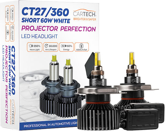Cartech Λάμπες Αυτοκινήτου H4 LED Λευκό 60W 2τμχ