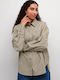 Women's Striped Long Sleeve Shirt Grey Melange, White